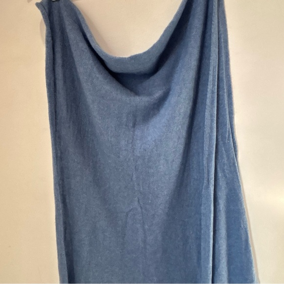 Cashmere Wool Blend Blue Knit Scarf Wrap Made in Italy - Picture 6 of 13